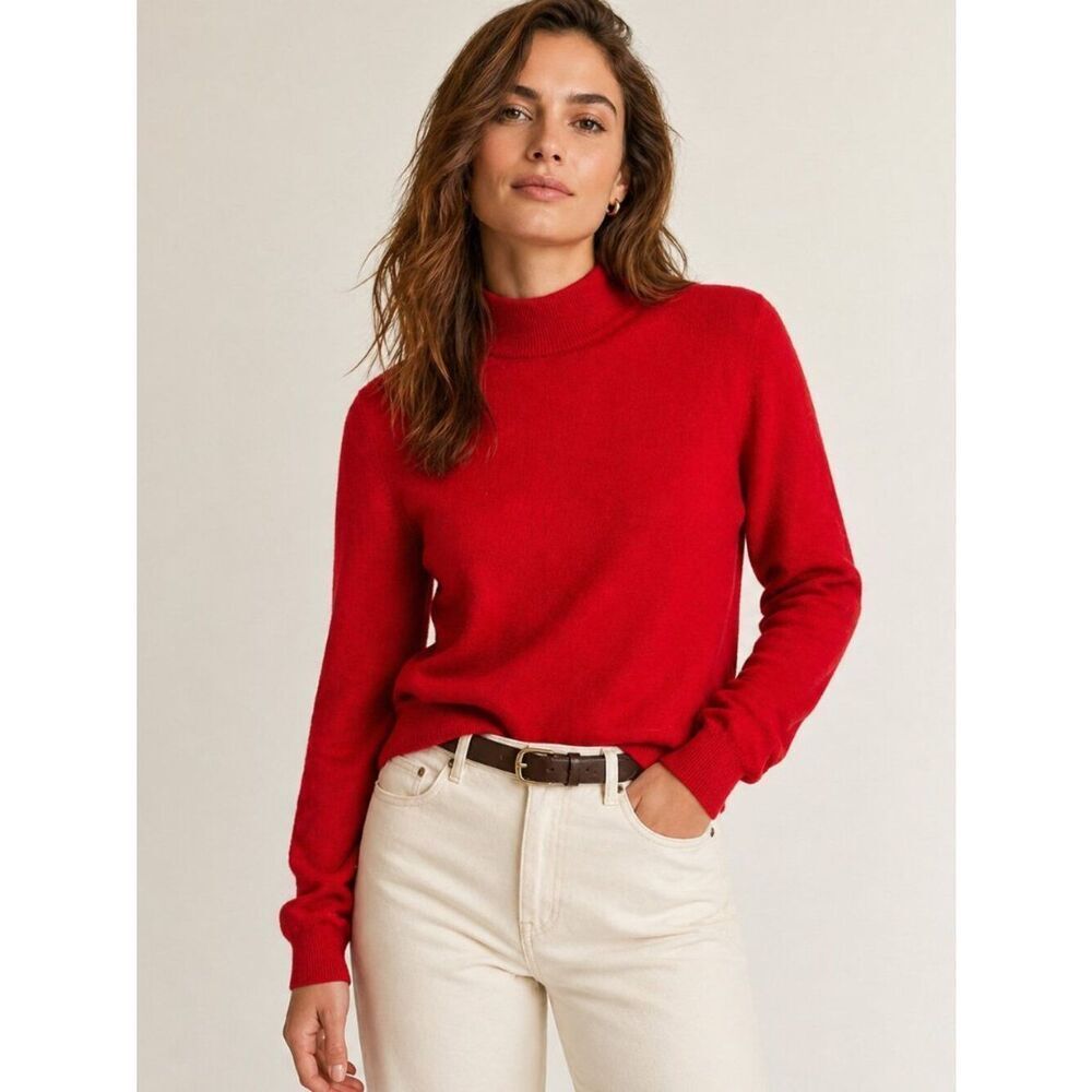 Charter Club 100% Cashmere Red Mock Neck Sweater Small